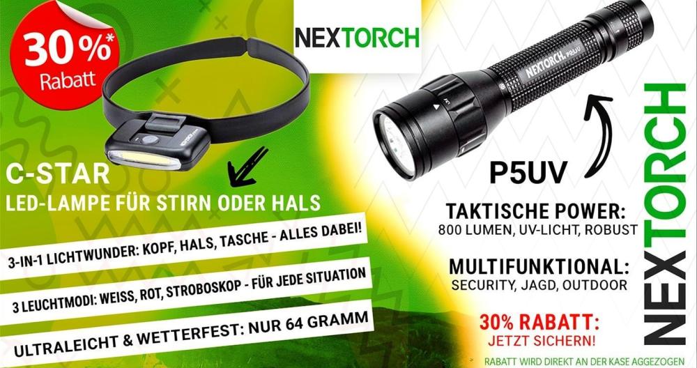 NEXTORCH: 30% Rabatt auf C-STAR & P5UV | ENFORCER