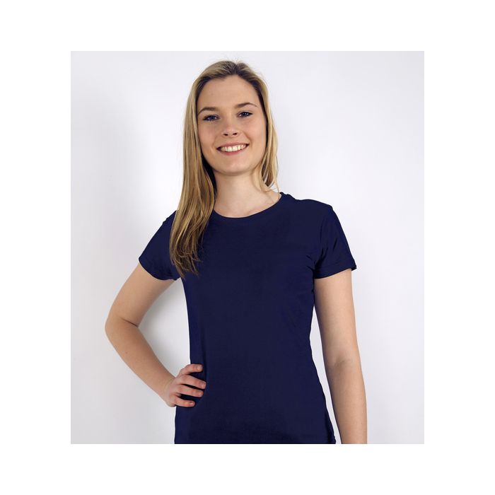 Damen Rundhals T Shirt dunkelblau