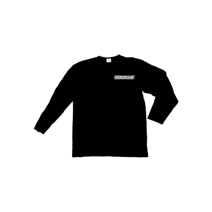 T-Shirt Langarm für Behörden in Top-Qualität mit reflektierendem Aufdruck ORDNUNGSAMT -  schwarz