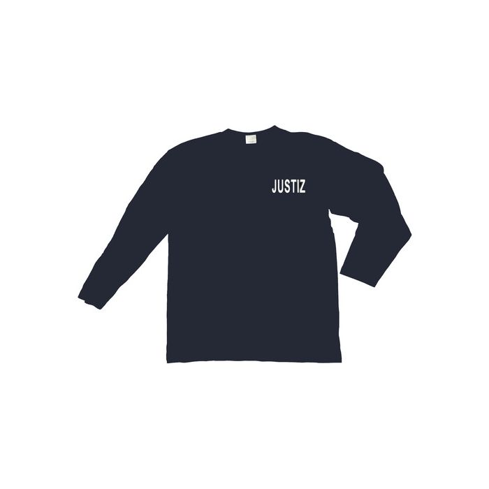 T-Shirt Langarm für Behörden in Top-Qualität mit reflektierendem Aufdruck JUSTIZ - Dunkelblau