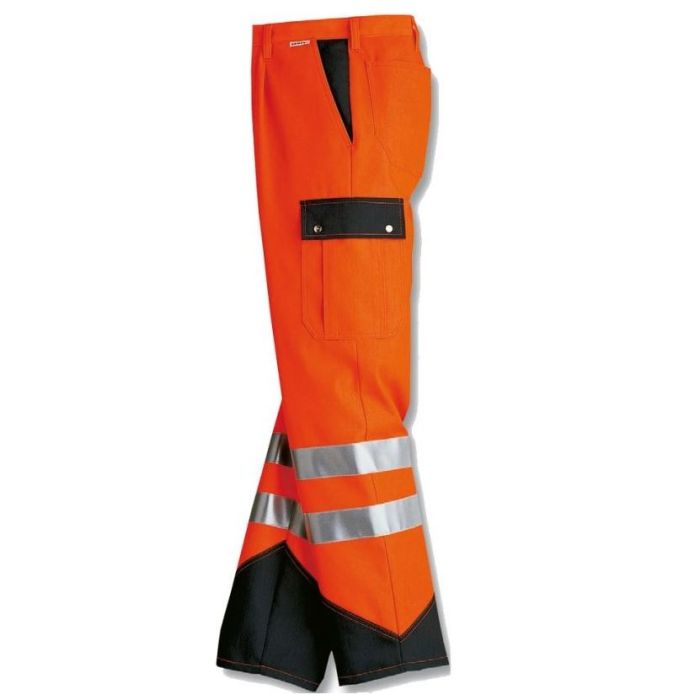 Bundhose Warnhose - Warnorange (lang) - Beinabschluss in der Kontrastfarbe Anthrazit