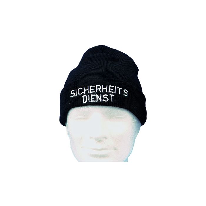 Wollmütze "SICHERHEITSDIENST"- weiß - Farbe schwarz - Nr. 4562