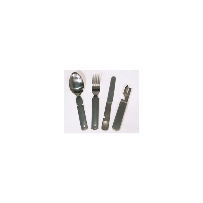 Original Bundeswehr Essbesteck - 4-teilig, zusammenlegbar - rostfreier Edelstahl, stabil - Nr. 5792