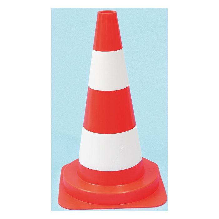 Verkehrs-Leitkegel - 50 cm hoch - tagesleuchtend mit weißen Streifen - Nr. 5929