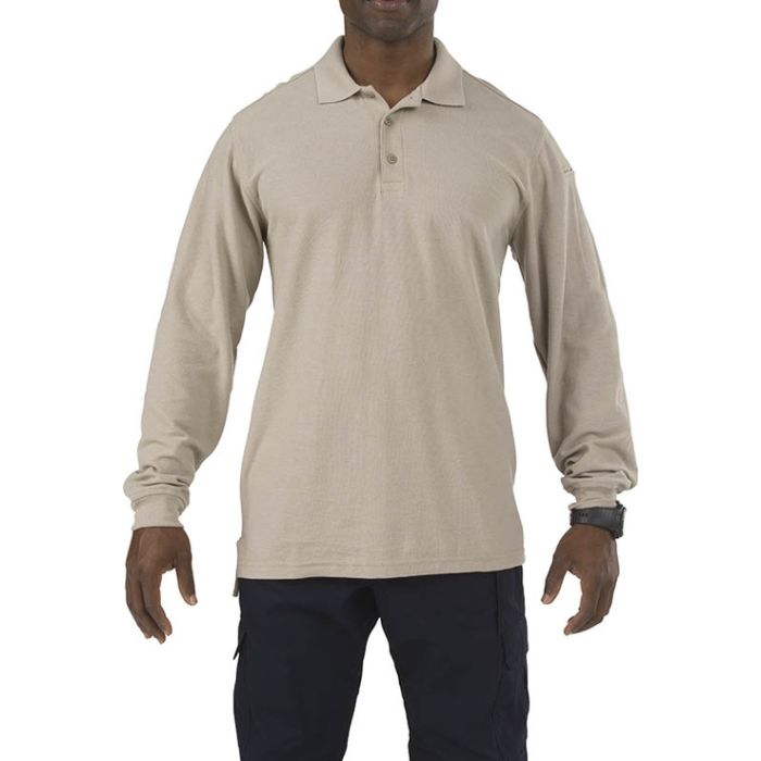 5.11 Utility Langarm Polohemd Silver Tan