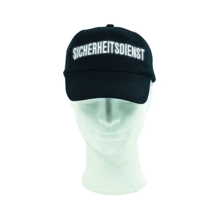 Base-Cap Schwarz mit Reflexschrift SICHERHEITSDIENST