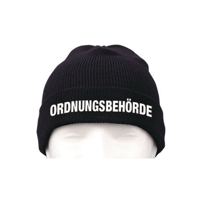 Strickmütze Schwarz mit Bestickung ORDNUNGSBEHÖRDE 