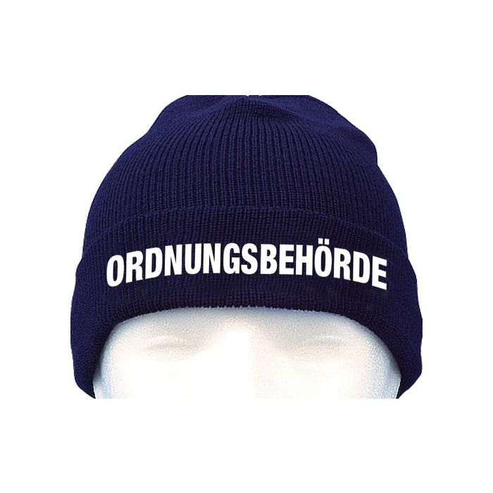 Strickmütze dunkelblau mit Bestickung ORDNUNGSBEHÖRDE 