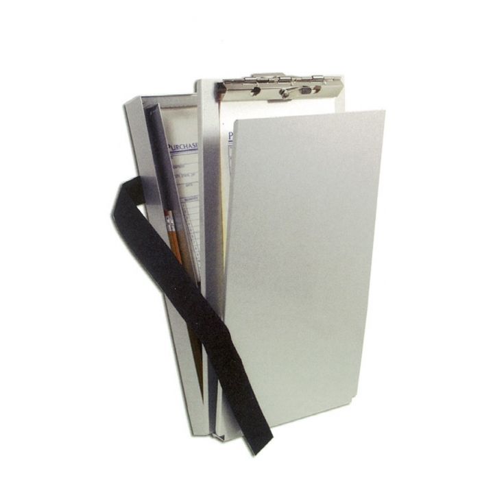 Alu-Clipboard klein - Silberfarbe - Aus Aluminium - Stabil und langlebig, mit Klett-Befestigung zum festeren Verschließen - stabile Klammer aus Metall - Abdeckung als Regen- und Sichtschutz - Nr. 9716