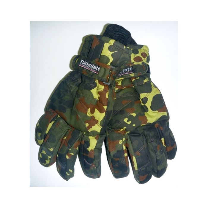 Bundeswehr Handschuhe Flecktarn - mit Verstärkte Handinnenfläche - Verstellbarer Klettverschluss - Nr. BW4520