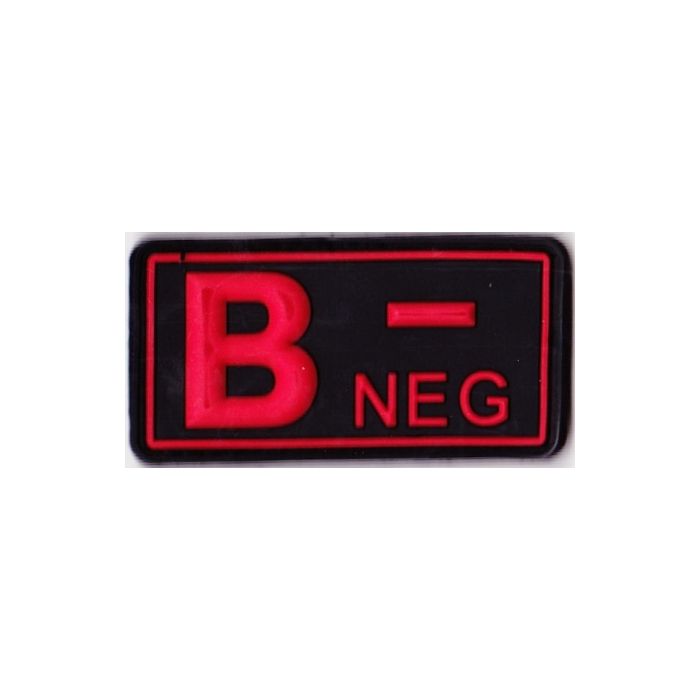 Rubber Patch Blutgruppenabzeichen, B- NEG - schwarz-rot - 5,7 x 3 cm - Nr. BW5807 