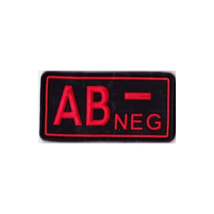 Rubber Patch Blutgruppenabzeichen, AB- NEG - schwarz-rot - 5,7 x 3 cm - Nr. BW5811