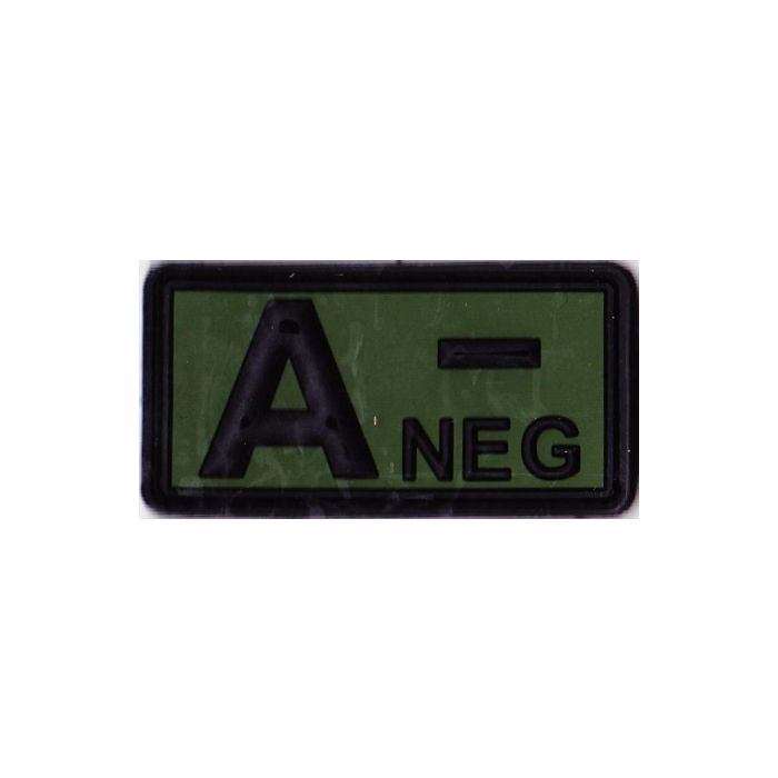 Rubber Patch Blutgruppenabzeichen, A- NEG - oliv-schwarz - 5,7 x 3 cm - Nr. BW5813