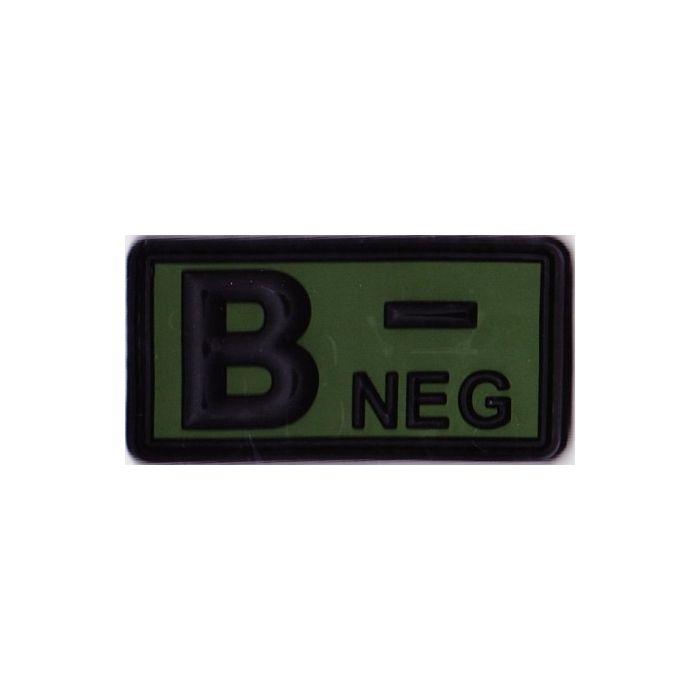 Rubber Patch Blutgruppenabzeichen, B- NEG - oliv-schwarz - 5,7 x 3 cm - Nr. BW5815