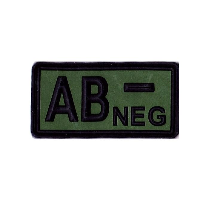 Rubber Patch Blutgruppenabzeichen, AB- NEG - oliv-schwarz