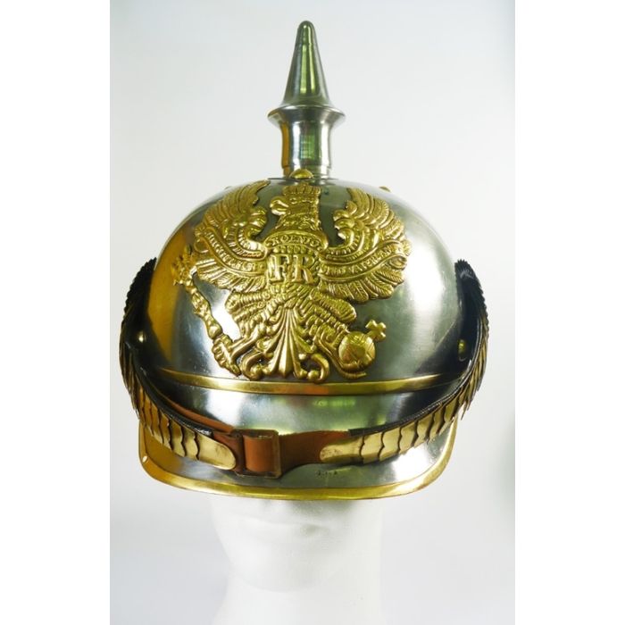Pickelhaube Preussen - Kaiserzeit - Originalgetreue Reproduktion - Metall, verchromt - Nr. HE4512
