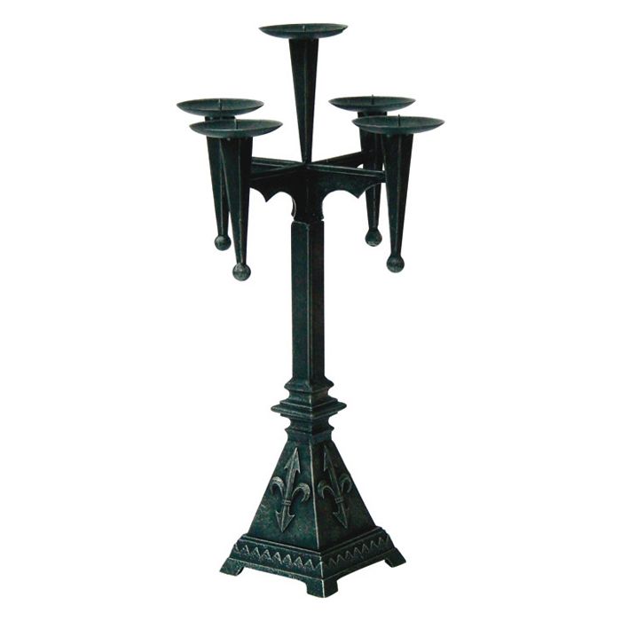 Mittelalterlicher Kerzenständer - 5-armig - aus Metall - 20 x 20 x 45 cm - Nr. MA4022