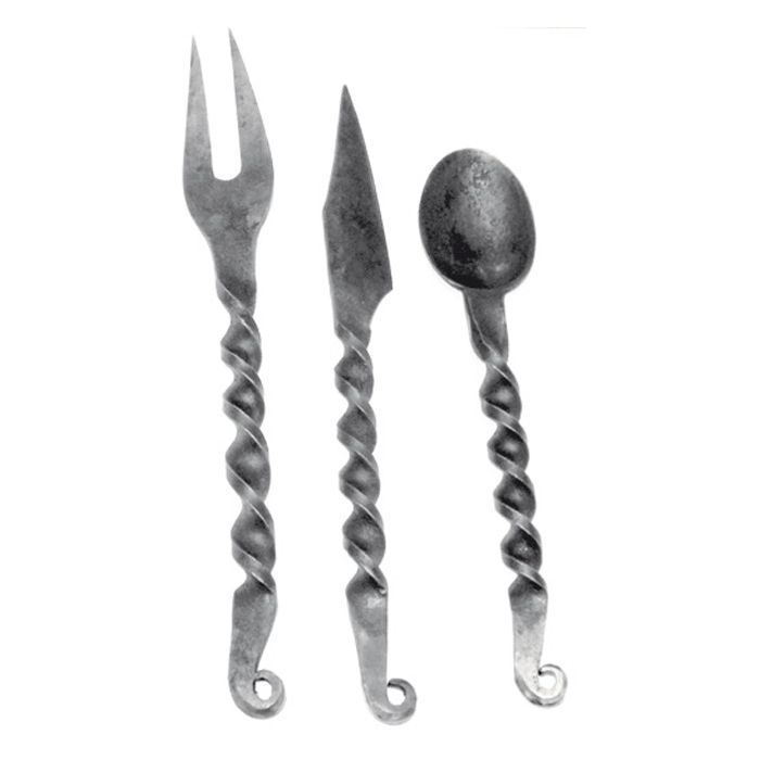 Essbesteck 3-teilig - Messer, Gabel, Löffel aus Metall - Nr. MA4716