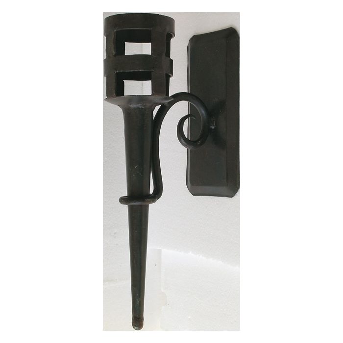Mittelalter Wand-Fackelleuchte - aus Metall und Holz - 38 x 18 cm - Nr. MA4730