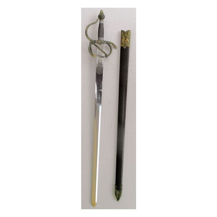 Ritter Schwert - Gedrehter Griff, bronzefarben, mit schwarzer Scheide - Stahl - Nr. MA4748