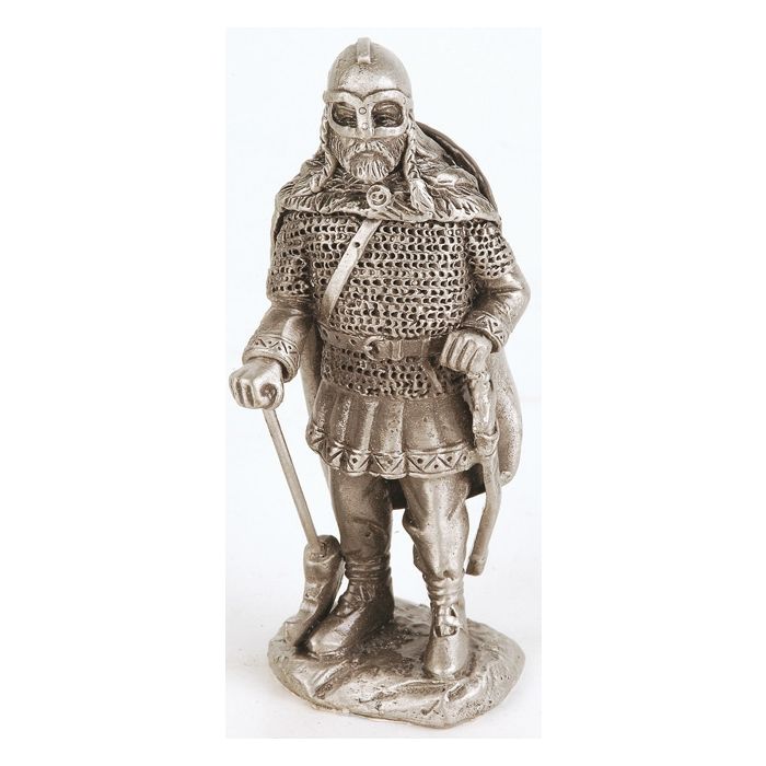Zinn Wikinger 3 - mit Hornhelm und Schild -  9 cm - Nr. MA4820