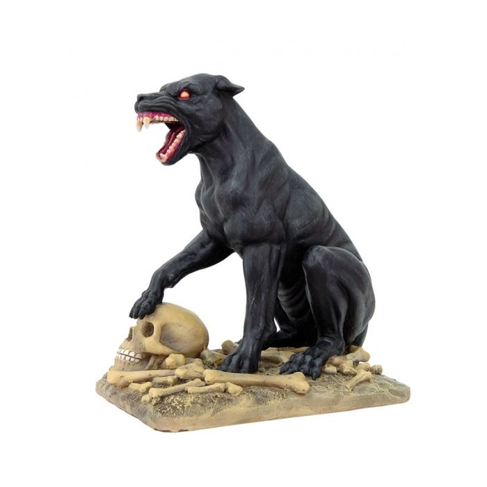 Höllenhund - Bunt, fletscht die Zähne, mit Knochen - Design: Markus Mayer - Aus Kunststein, Höhe: 22 cm - Nr. MA4861