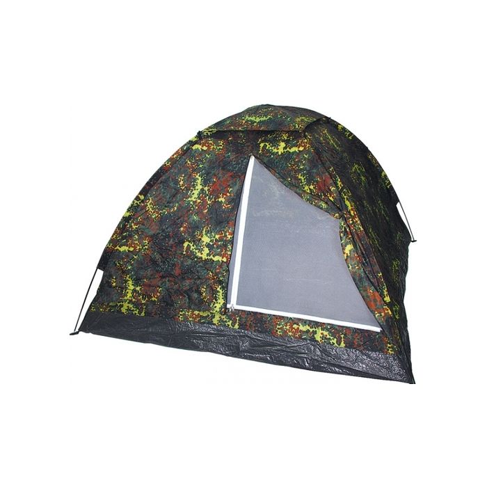 Bundeswehr 3-Personen CAMO ZELT - Flecktarn - mit Moskitonetzeingang und Tragetasche - Nr. OU4115