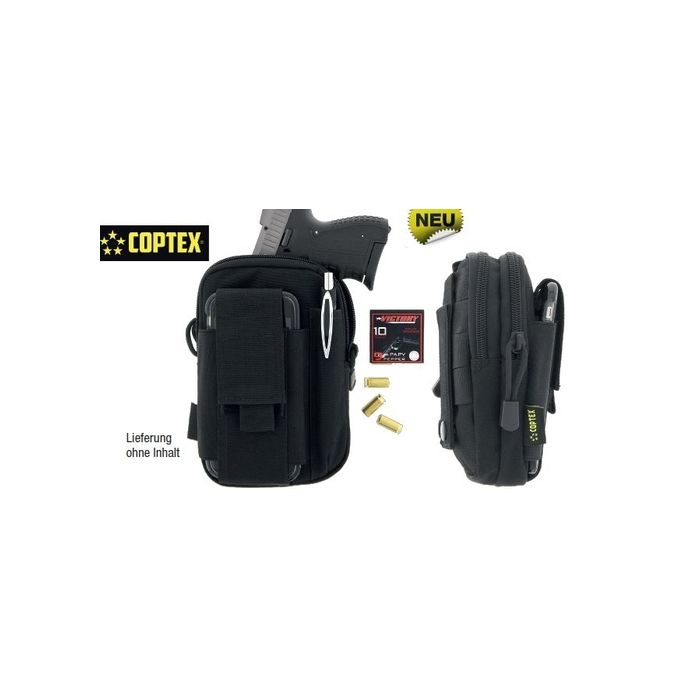 Universaltasche mit seitlicher Handytasche mit Klettsicherung