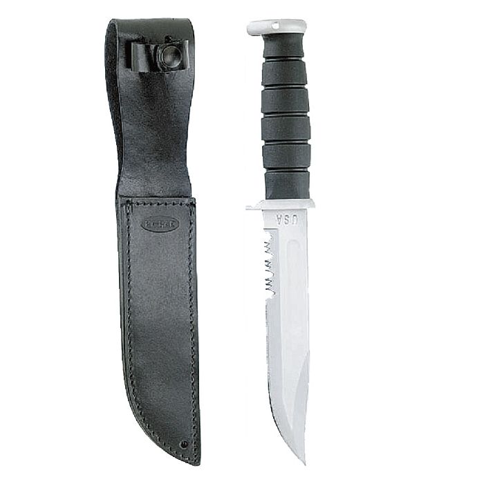 KA-BAR USMC KAMPFMESSER - mit Kraton-Griff, in Lederscheide - Nr. US4753
