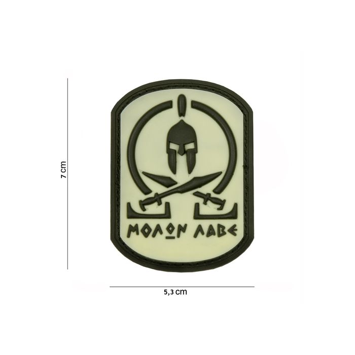 Rubber Patch " Molon Labe" weiß, Größe 53 x 70 mm