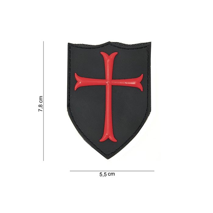 Rubber Patch " Kreuzritter ",  schwarz - Größe 63 x 90 mm