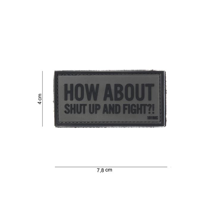 Rubber Patch  "HOW ABOUT"  | Größe 40 x 78 mm, grau