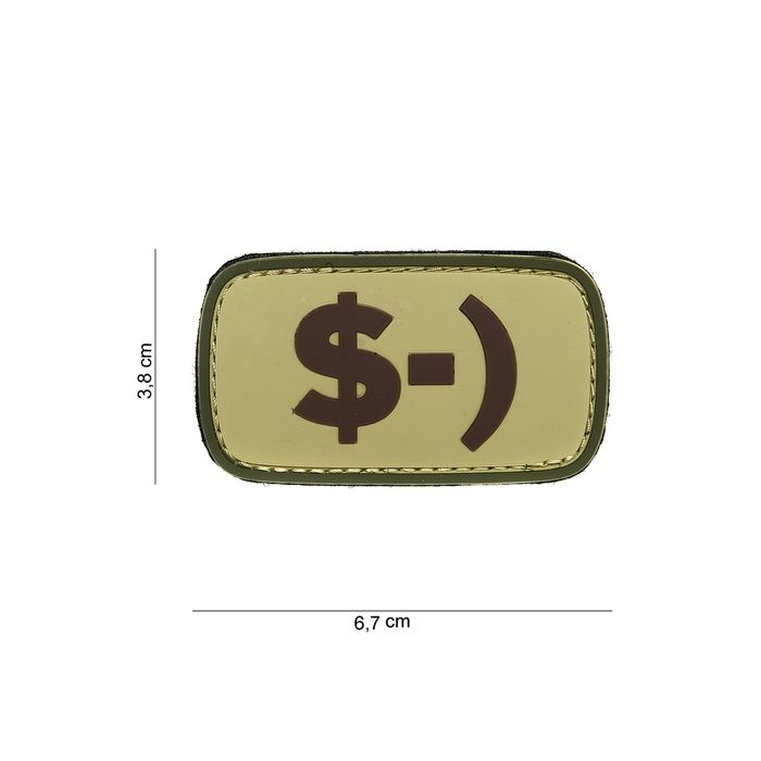 Rubber Patch " I love Dollars " , oliv | 67 x 38 mm