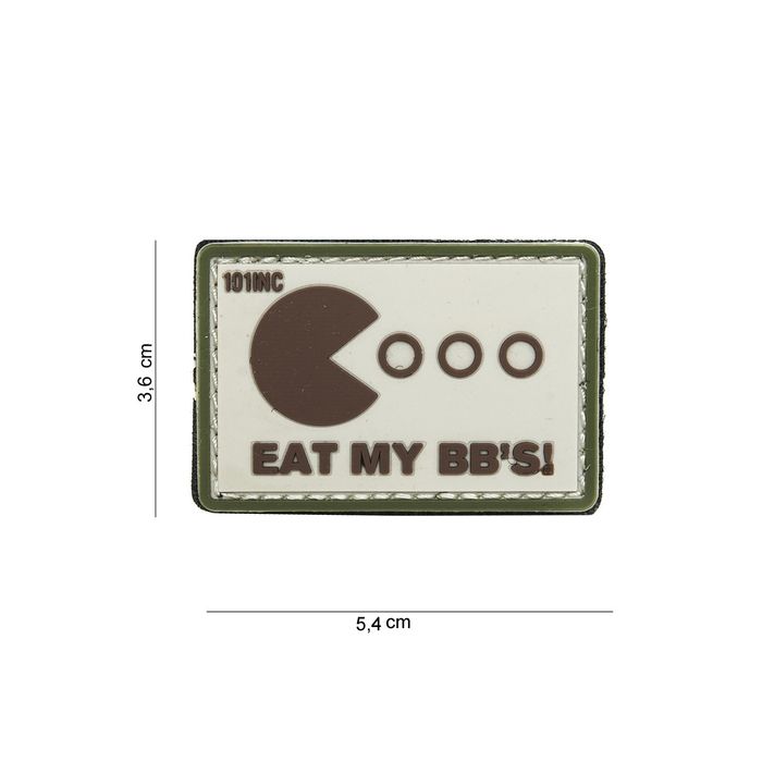 Rubber Patch " Eat my BB's " , weiß | 54 x 36 mm