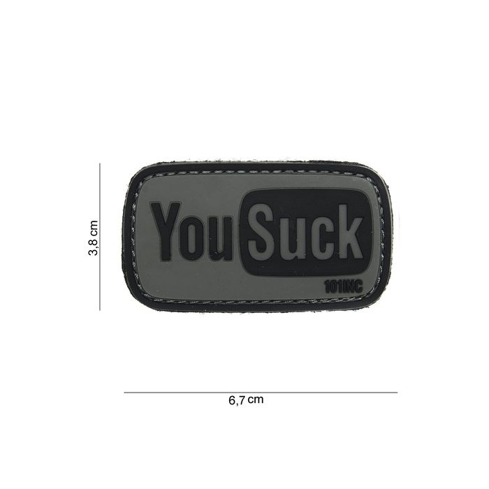 Rubber Patch " You Sack " , grau | 67 x 38 mm