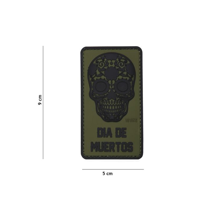 Rubber Patch " Dia de Muertos " , beige | 50 x 90 mm