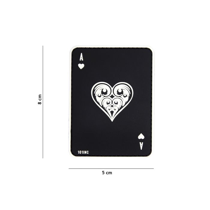 Rubber Patch Herz Ass schwarz, Größe 50 x 80 mm