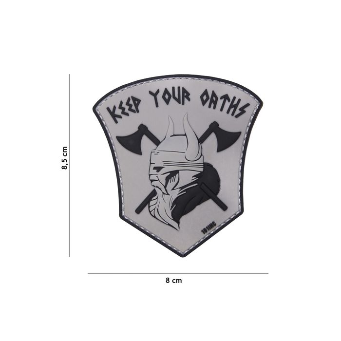 Rubber Patch " Keep your Oaths" beige, Größe 80 x 85 mm