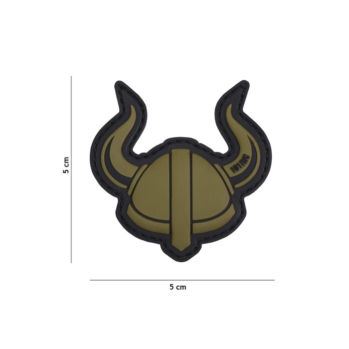 Rubber Patch " Wikinger Helm " oliv, Gr. 50 x 50 mm