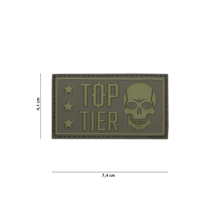 Rubber Patch " Top Tier " OLIV, Größe 74 x 41 mm