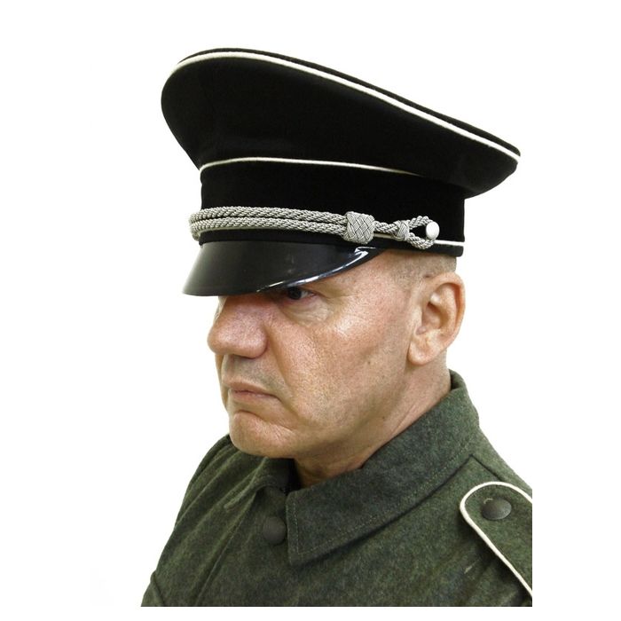 Schutzstaffel Schirmmütze Offiziere - REPRO - Schwarz - 100% Wollfilz - Nr. WH4568