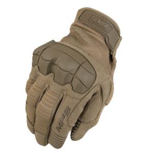 Mechanix Handschuhe M-Pact 3 sand Handinnenfläche: Lederimitat 65% Nylon, 35% Polyurethan und synthetische Gummigewebeeinlagen Handrücken:94,5% Polyester und 5,5% Elasthan mit Aufdruck aus thermoplastischem Kautschuk Innenfutter: 100% Polyester, Gummigewe