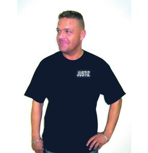 T-Shirt für Behörden in Top-Qualität mit reflektierendem Aufdruck JUSTIZ - Dunkelblau
