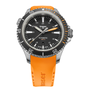 traser- Diver Uhren "P67 Diver Automatic Black" mit orangenem Kautschukarmband 