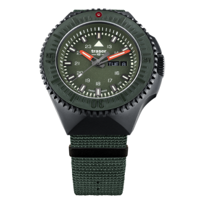 traser- Taktische Armbanduhr "P69 Black Stealth Green" mit schwarzem Textilarmband 