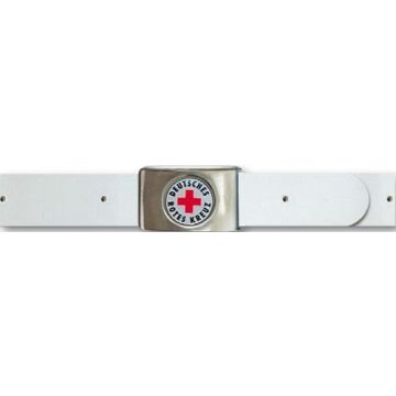 Koppelgürtel - weiß neutral - echtes Leder - emaillierte CI-Beschriftung - individuelle Längenänderung - Nr. 3583