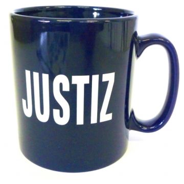 Keramiktasse "JUSTIZ" - blau - Nr. 4083