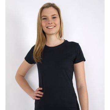 Damen Rundhals T Shirt schwarz