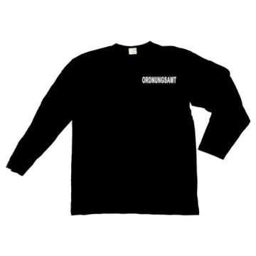 T-Shirt Langarm für Behörden in Top-Qualität mit reflektierendem Aufdruck ORDNUNGSAMT -  schwarz
