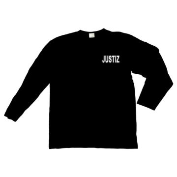 T-Shirt Langarm für Behörden in Top-Qualität mit reflektierendem Aufdruck JUSTIZ -  Schwarz